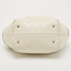 Pre Owned Chanel Cream Perforated Leather Up In The Air Tote