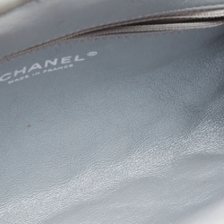 Pre Owned Chanel Silver Quilted Caviar Leather Timeless Clutch