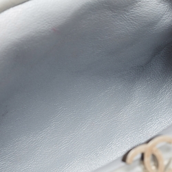 Pre Owned Chanel Silver Quilted Caviar Leather Timeless Clutch