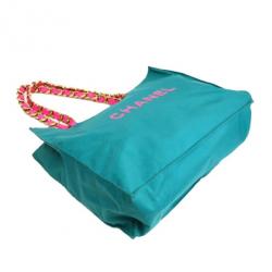 Pre Owned حقيبة يد شانيل كانفاس أخضر للتسوق