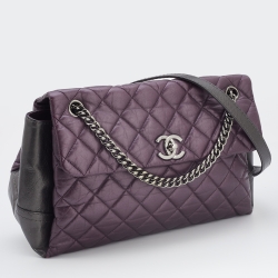 Pre Owned Chanel Purple/Grey Quilted Leather Lady Pearly Flap Shoulder Bag