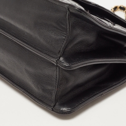 Pre Owned Chanel Black Quilted Patent Leather Golden Class Accordion Flap Bag