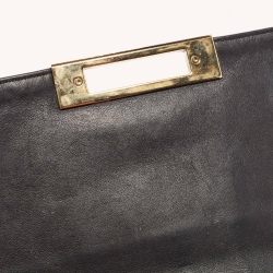 Pre Owned Chanel Black Quilted Patent Leather Golden Class Accordion Flap Bag