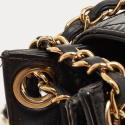 Pre Owned Chanel Black Quilted Patent Leather Golden Class Accordion Flap Bag