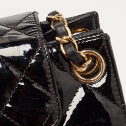 Pre Owned Chanel Black Quilted Patent Leather Golden Class Accordion Flap Bag