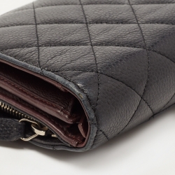 Chanel Black Quilted Caviar Leather CC Continental Zip Wallet