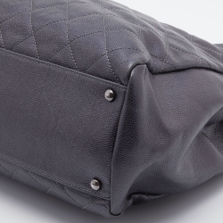 Pre Owned Chanel Metallic Grey Quilted Caviar Leather Chic Shopper Tote