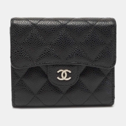 Chanel Black Quilted Caviar Leather Small Classic Wallet