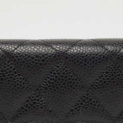 Chanel Black Quilted Caviar Leather Small Classic Wallet