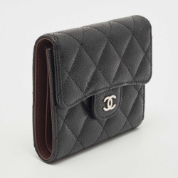 Chanel Black Quilted Caviar Leather Small Classic Wallet