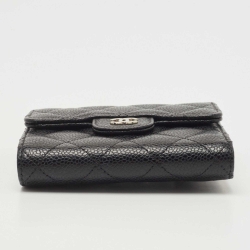 Chanel Black Quilted Caviar Leather Small Classic Wallet