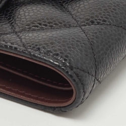Chanel Black Quilted Caviar Leather Small Classic Wallet