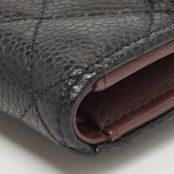 Chanel Black Quilted Caviar Leather Small Classic Wallet