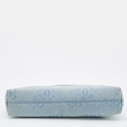 Pre Owned Chanel Blue CC Signature Denim Vintage Clutch