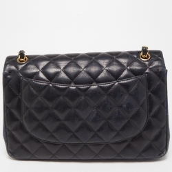 Pre Owned Chanel Black Quilted Leather Jumbo Classic Double Flap Bag