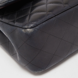 Pre Owned Chanel Black Quilted Leather Jumbo Classic Double Flap Bag