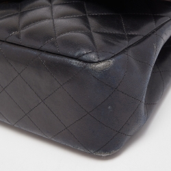 Pre Owned Chanel Black Quilted Leather Jumbo Classic Double Flap Bag