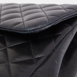 Pre Owned Chanel Black Quilted Leather Jumbo Classic Double Flap Bag