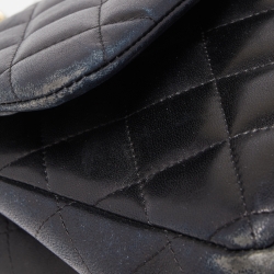 Pre Owned Chanel Black Quilted Leather Jumbo Classic Double Flap Bag