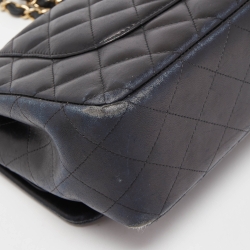 Pre Owned Chanel Black Quilted Leather Jumbo Classic Double Flap Bag