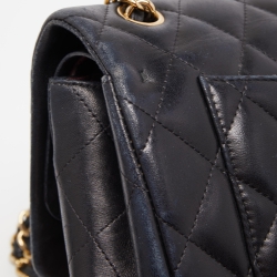 Pre Owned Chanel Black Quilted Leather Jumbo Classic Double Flap Bag