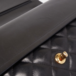 Pre Owned Chanel Black Quilted Leather Jumbo Classic Double Flap Bag