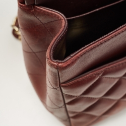 Pre Owned Chanel Burgundy Quilted Lambskin Leather Jumbo Classic Double Flap Bag