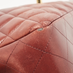 Pre Owned Chanel Burgundy Quilted Lambskin Leather Jumbo Classic Double Flap Bag