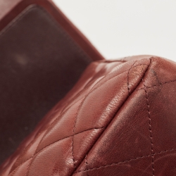 Pre Owned Chanel Burgundy Quilted Lambskin Leather Jumbo Classic Double Flap Bag