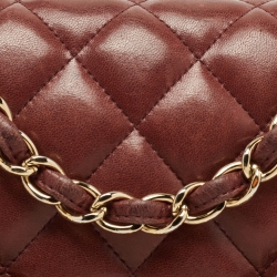 Pre Owned Chanel Burgundy Quilted Lambskin Leather Jumbo Classic Double Flap Bag