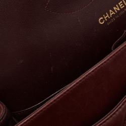 Pre Owned Chanel Burgundy Quilted Lambskin Leather Jumbo Classic Double Flap Bag