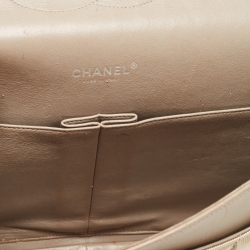 Pre Owned Chanel Olive Green Quilted Striped Patent Leather Maxi Classic Double Flap Bag