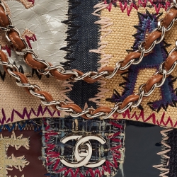 Pre Owned Chanel Multicolor Patchwork Jumbo Classic Single Flap Bag