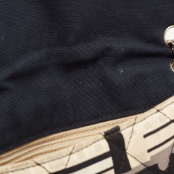 Pre Owned Chanel Black and White Canvas Le Train Shoulder Bag