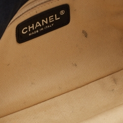 Pre Owned Chanel Black and White Canvas Le Train Shoulder Bag