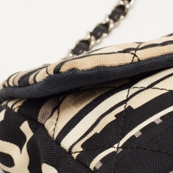 Pre Owned Chanel Black and White Canvas Le Train Shoulder Bag