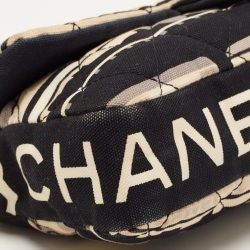 Pre Owned Chanel Black and White Canvas Le Train Shoulder Bag