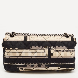 Pre Owned Chanel Black and White Canvas Le Train Shoulder Bag