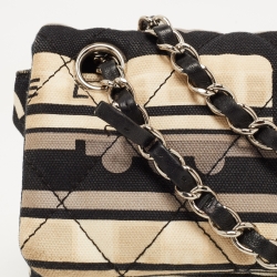 Pre Owned Chanel Black and White Canvas Le Train Shoulder Bag
