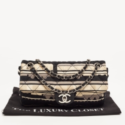 Pre Owned Chanel Black and White Canvas Le Train Shoulder Bag