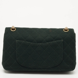 Pre Owned Chanel Emerald Green Quilted Jersey Reissue 2.55 Classic 226 Flap Bag