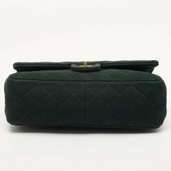 Pre Owned Chanel Emerald Green Quilted Jersey Reissue 2.55 Classic 226 Flap Bag