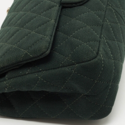 Pre Owned Chanel Emerald Green Quilted Jersey Reissue 2.55 Classic 226 Flap Bag