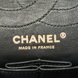 Pre Owned Chanel Emerald Green Quilted Jersey Reissue 2.55 Classic 226 Flap Bag