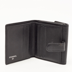 Chanel Black Caviar Leather CC Flap French Wallet