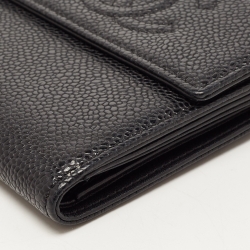 Chanel Black Caviar Leather CC Flap French Wallet