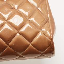 Pre Owned Chanel Beige Quilted Patent Leather Classic Flap Shoulder Bag