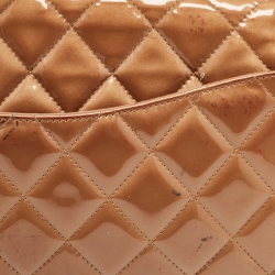 Pre Owned Chanel Beige Quilted Patent Leather Classic Flap Shoulder Bag