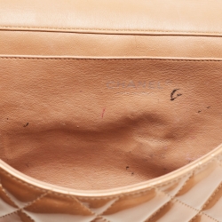 Pre Owned Chanel Beige Quilted Patent Leather Classic Flap Shoulder Bag