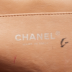 Pre Owned Chanel Beige Quilted Patent Leather Classic Flap Shoulder Bag